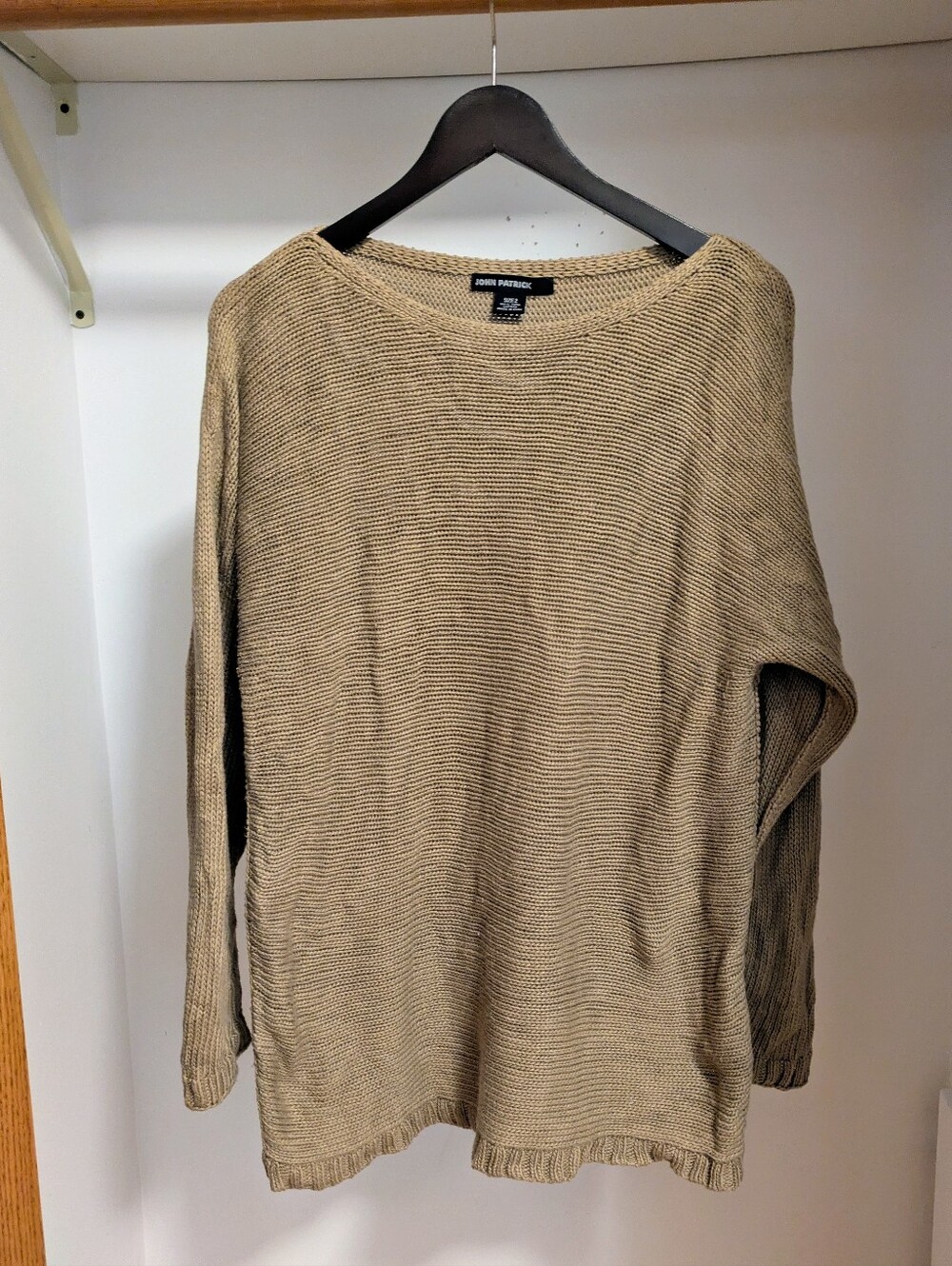 John Patrick Pima Cotton Tan knit boatneck sweater Size 2